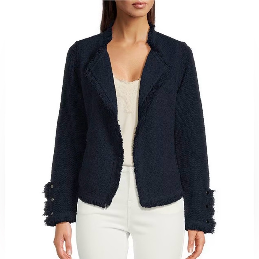 Nic + Zoe Sz 2X NWT Navy Fringe Jacket